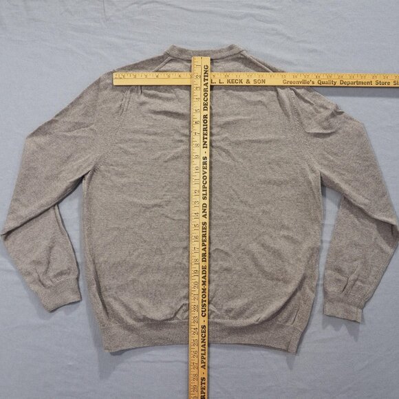Nordstrom Sweater Mens Large Beige V Neck Extra Fine Merino Wool Pullover Knit - Picture 5 of 8